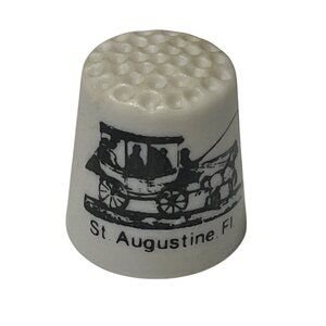 St. Augustine Fl Souvenir Collectible Thimble With Vintage Carriage Design 1"